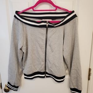 Willow & Root Off The Shoulder Grey Zip Up